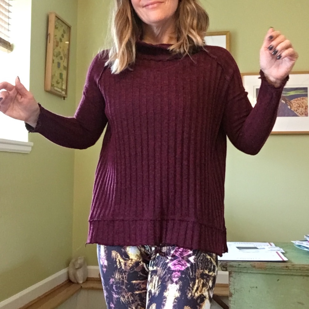 Free People burgundy mock turtleneck sweater