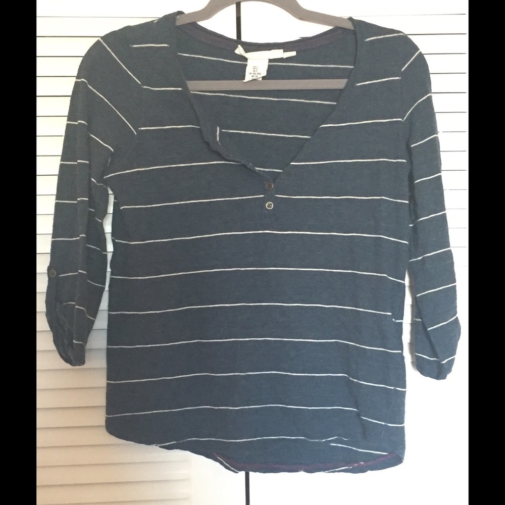 H&M | striped teal Henley shirt