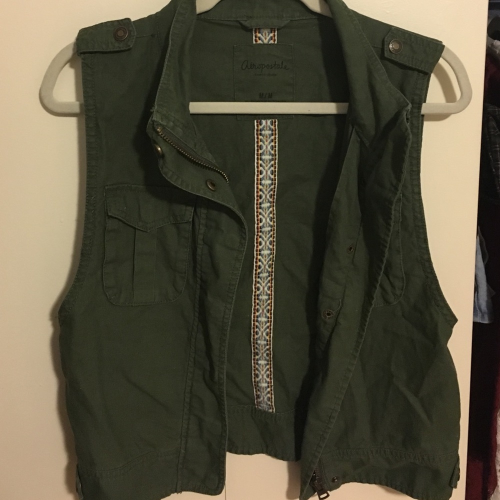 Aeropostale Green Army Sleeveless Vest - Medium