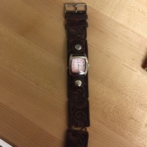Watch with leather band