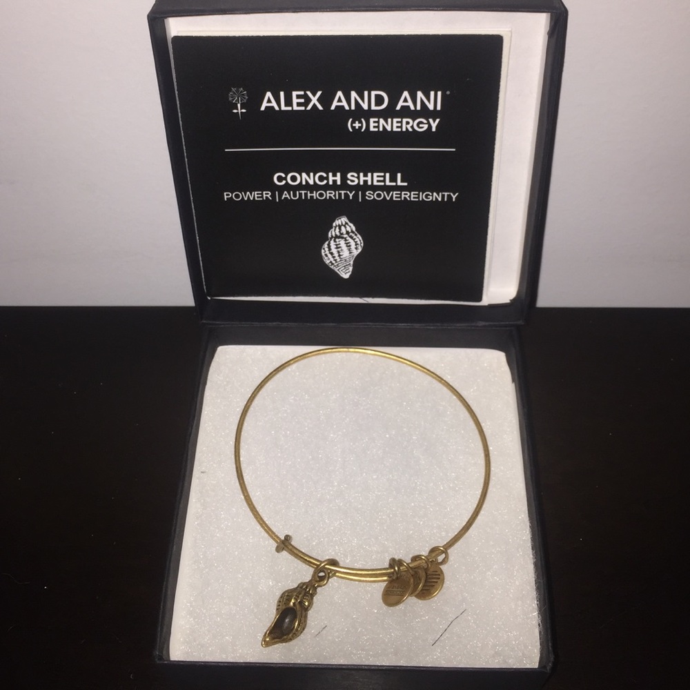 AUTHENTIC Conch Shell Alex and Ani gold bangle