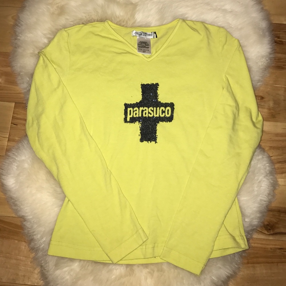 Parasuco 💝 cute neon top w/blue glitter cross.