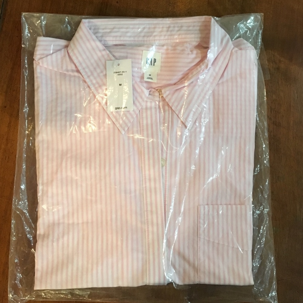NWT - M | Gap boyfriend stripe popover - pink