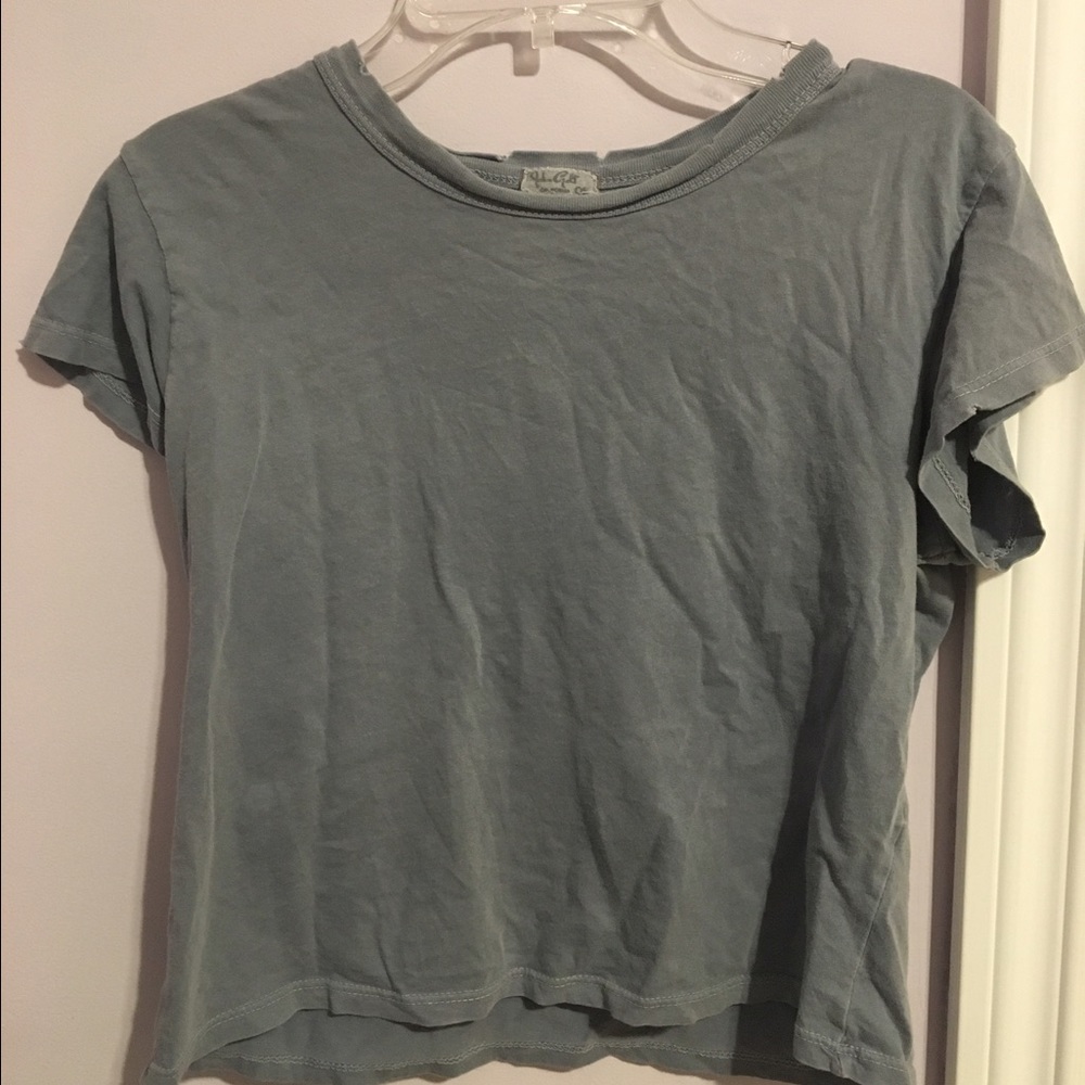 Faded blue-grey cropped tee-shirt