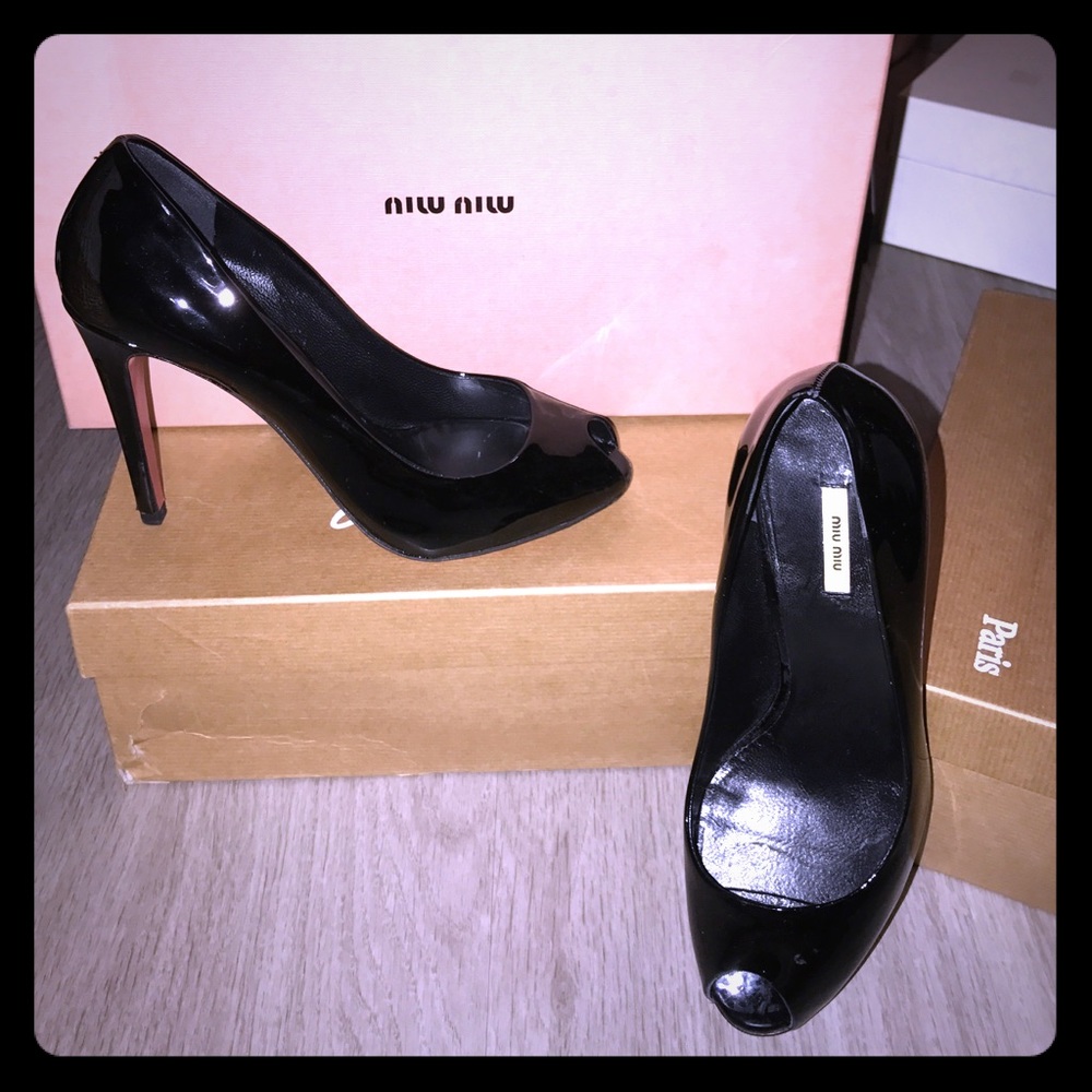 Authentic miu miu peep toe shoes pumps