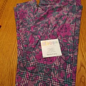 LULAROE TC PINK FLORAL PLAID