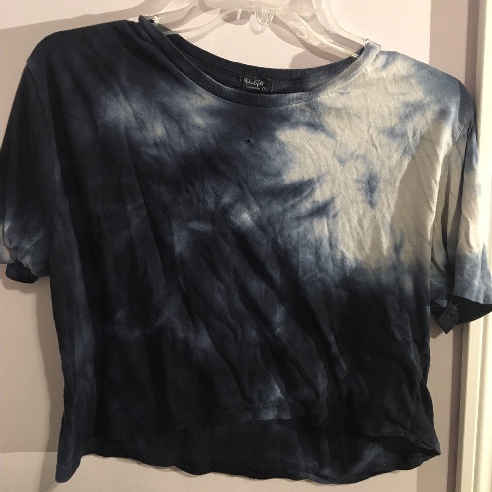 Blue and white tie-dye top