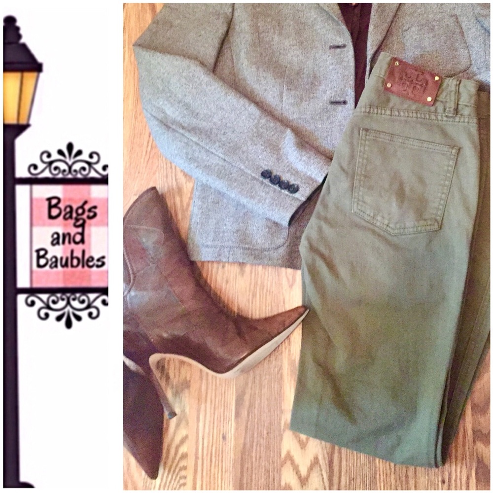 TORY BURCH Olive High Waist Flare Jeans, Size 25