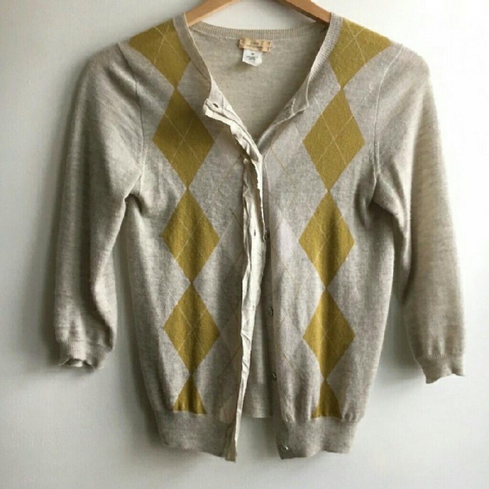 J. Crew argyle cashmere cardigan