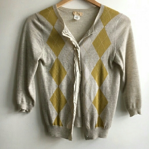 J. Crew argyle cashmere cardigan - Picture 1 of 4