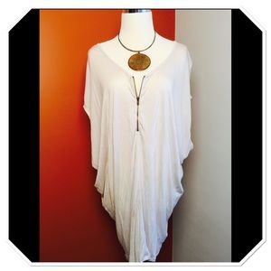 Love21 Unique Creme Blouse w Zipper,sz M