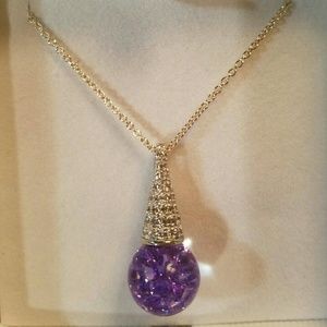 Floating cubic zirconia&sterling silver pendant