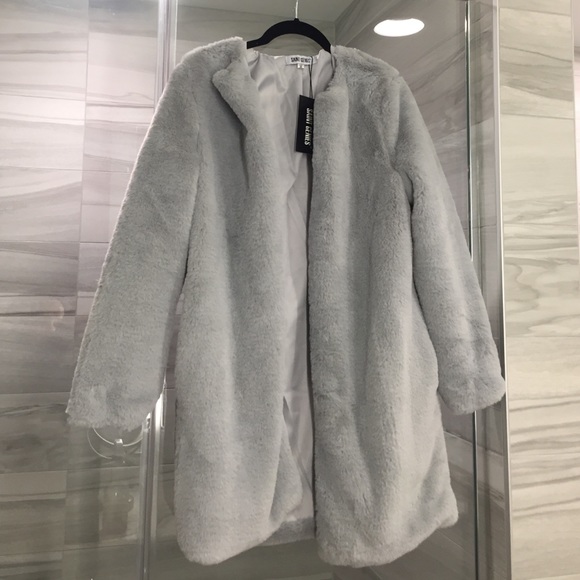 ASOS Jackets & Blazers - Asos brand new faux fur jacket gray silver S M