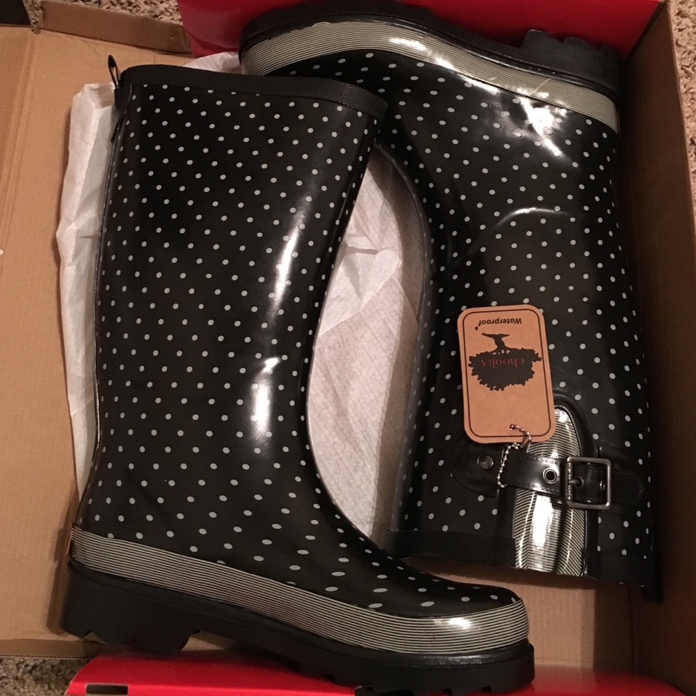 New with tags cute women's polka for rain boots
