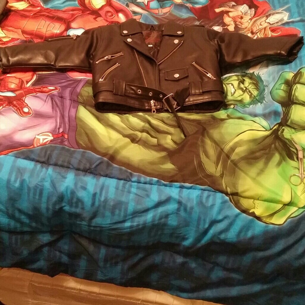 Lil guys faux leather coat