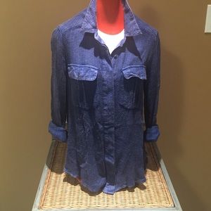 Free People denim waffle print top