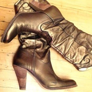 Bronze metallic Jessica Simpson heeled cowboy boot