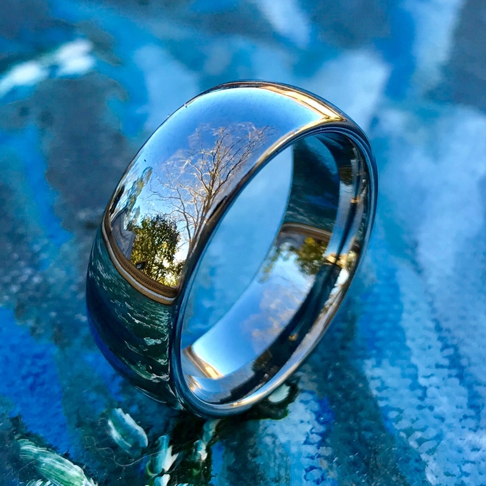 Silver men's tungsten ring
