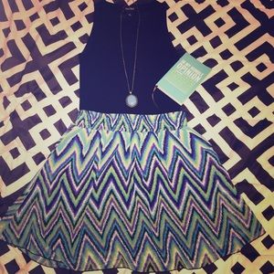 ✨Teal Chevron Skater Skirt