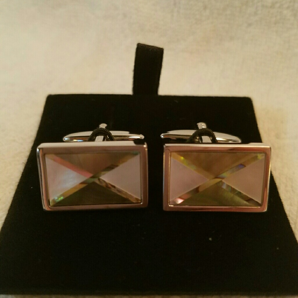Mother of pearl and copper cufflinks