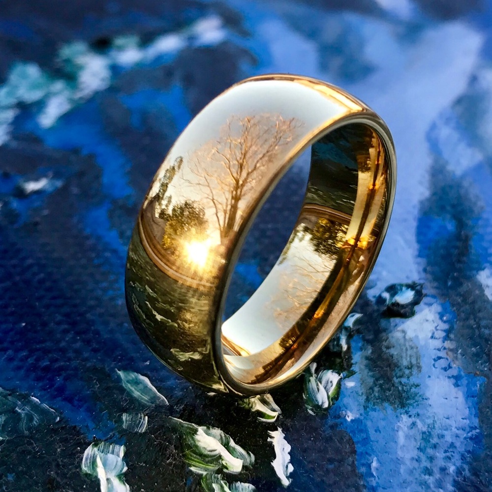 Gold men's tungsten ring