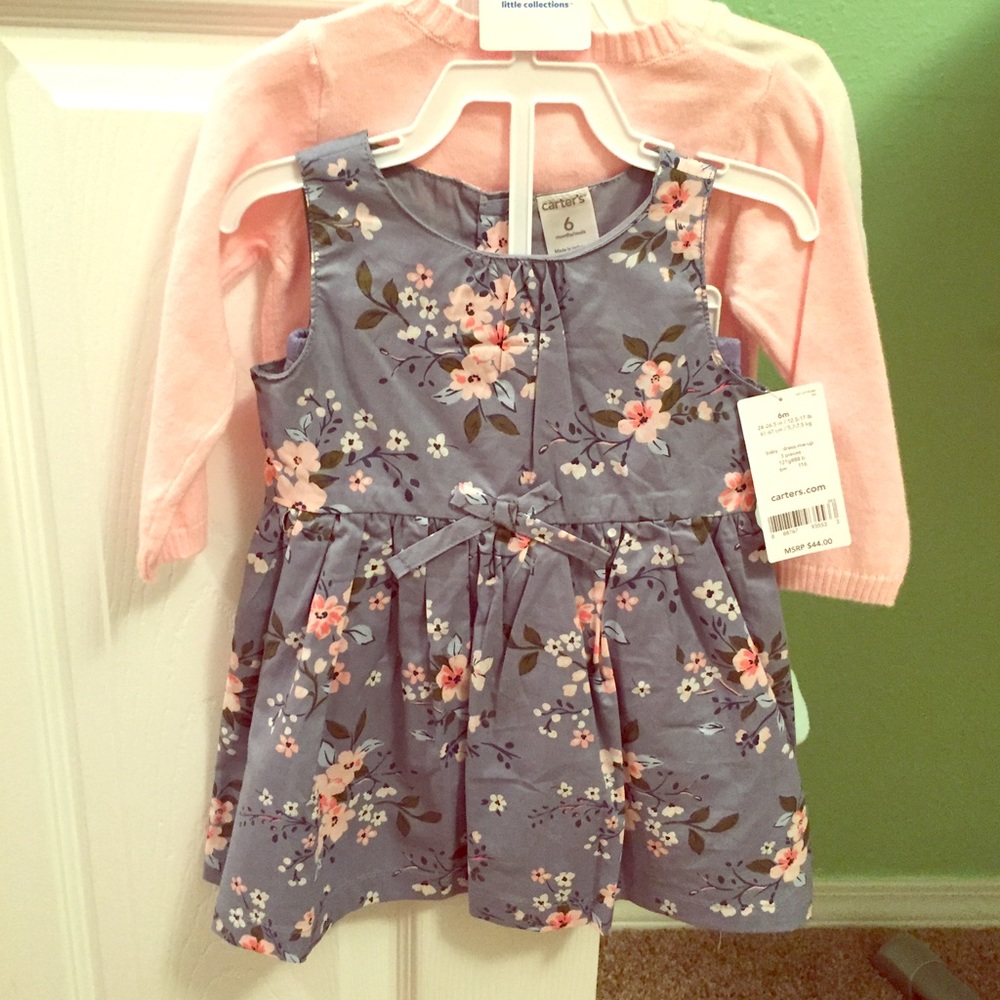 Baby Girl 6 Month Spring Dress and Cardigan Set