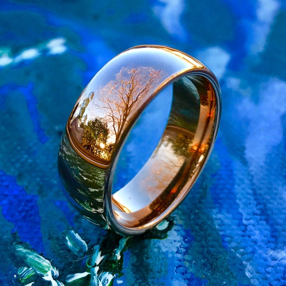 Rose Gold men's tungsten ring