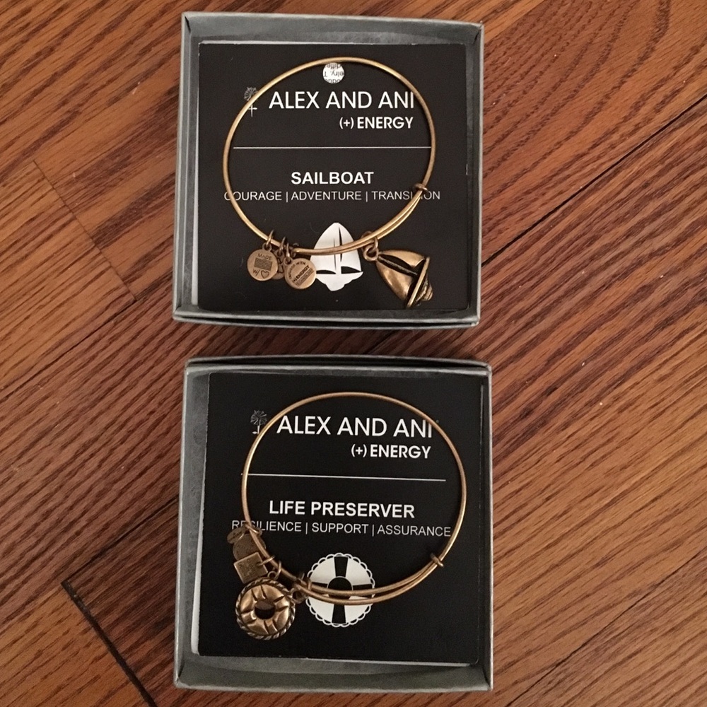 2 Alex & Ani Bracelets Sailboat and Life Preserver