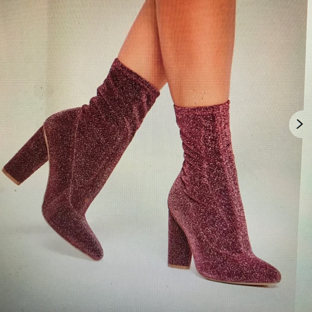 Glitter pink boots.