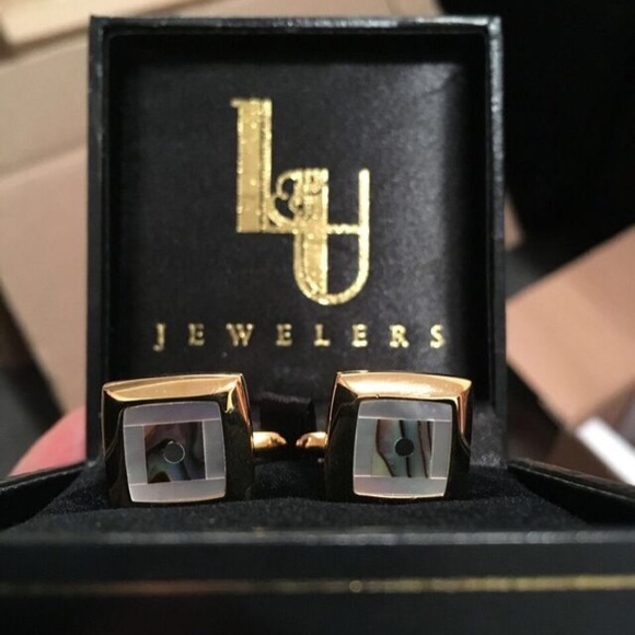 Mother of pearl & copper cufflinks - Picture 2 of 2