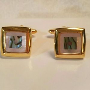 Mother of pearl & copper cufflinks