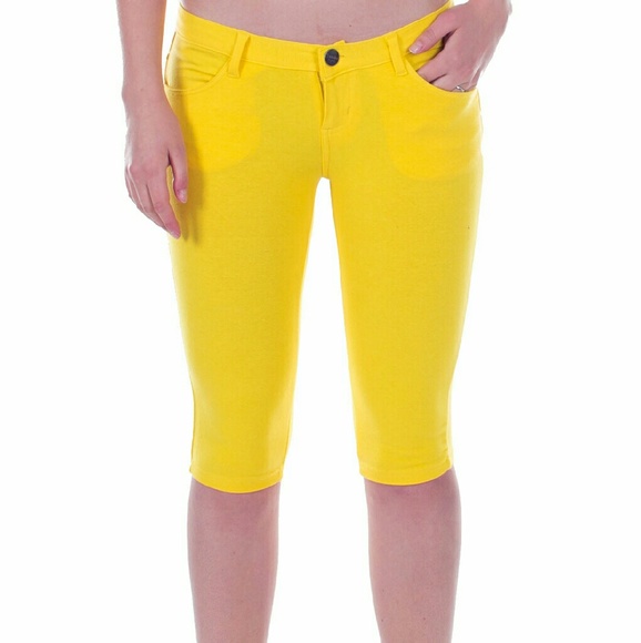 yellow jean capris