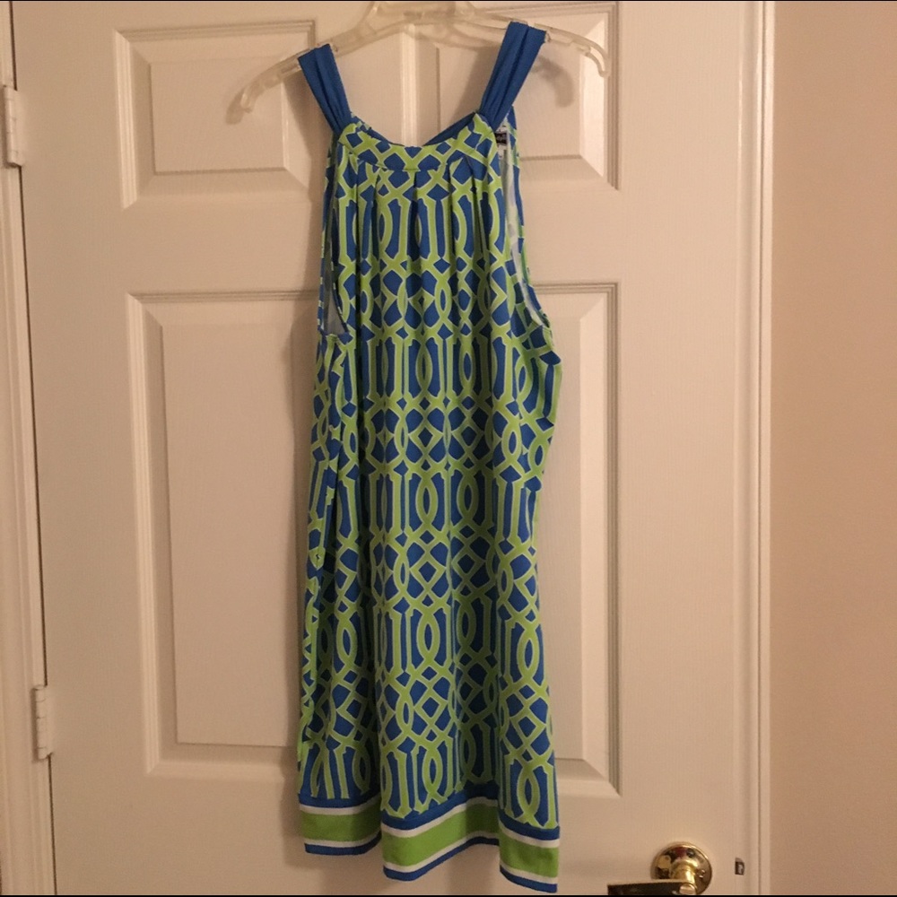 💐SALE💐Mud Pie Green, Blue and White Dress - Picture 1 of 4