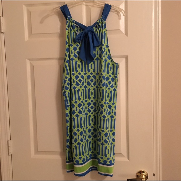 💐SALE💐Mud Pie Green, Blue and White Dress - Picture 2 of 4