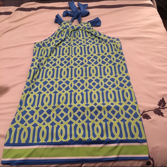 💐SALE💐Mud Pie Green, Blue and White Dress - Picture 3 of 4