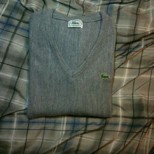 LACOSTE V-NECK SWEATER GREY
