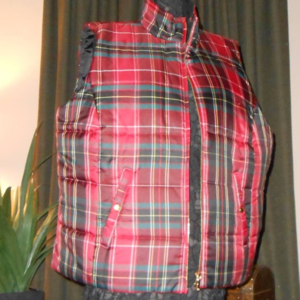 Ralph Lauren Chaps Women's Plus red plaid vest.