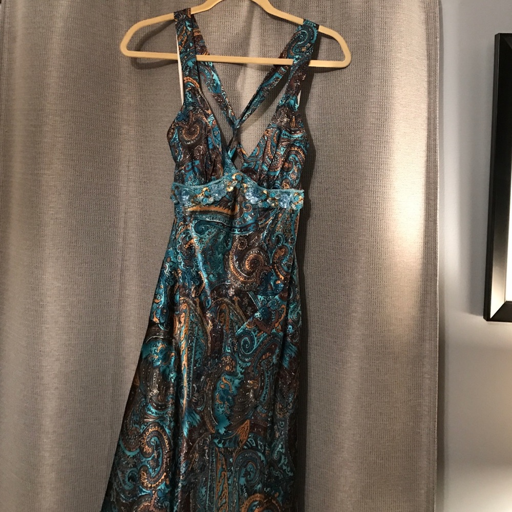Gorgeous patterned satin dress