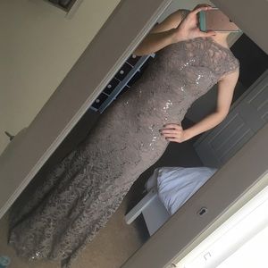 Beige evening formal gown