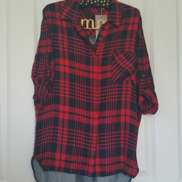 E.SSUE Tops - ▪Plaid Denim back Button down Top▪
