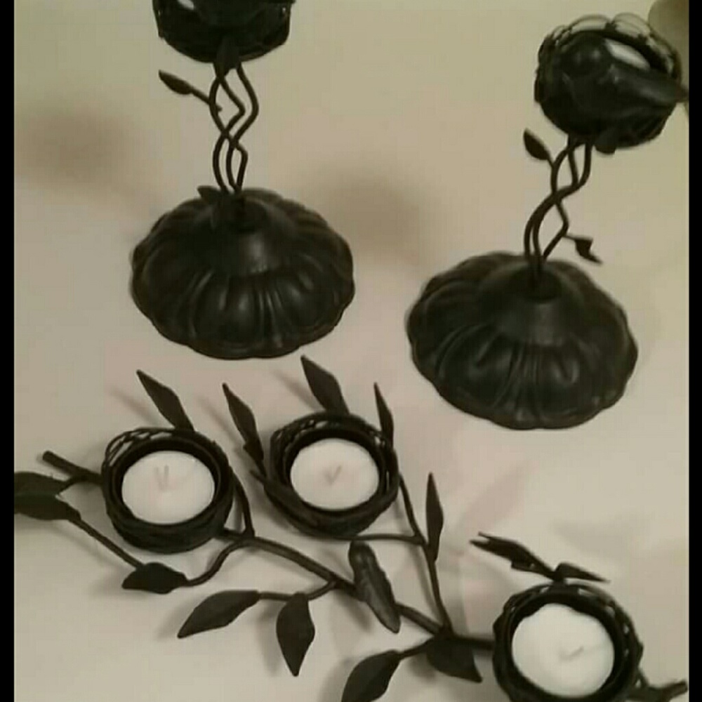 Birds and nest tea light decor