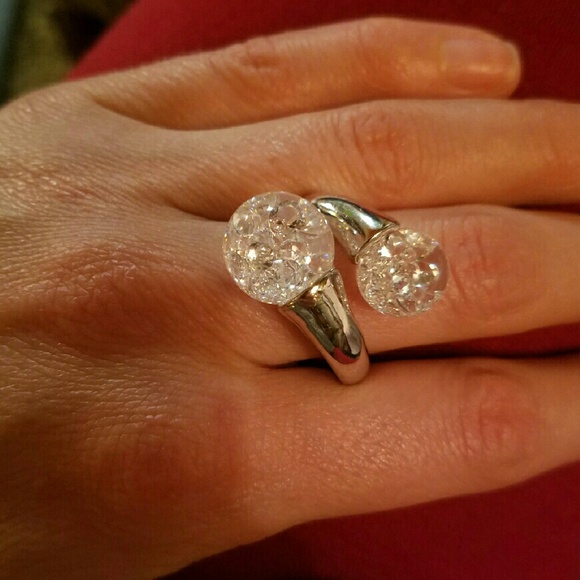 Floating cubic zirconia&sterling silver ring - Picture 2 of 3