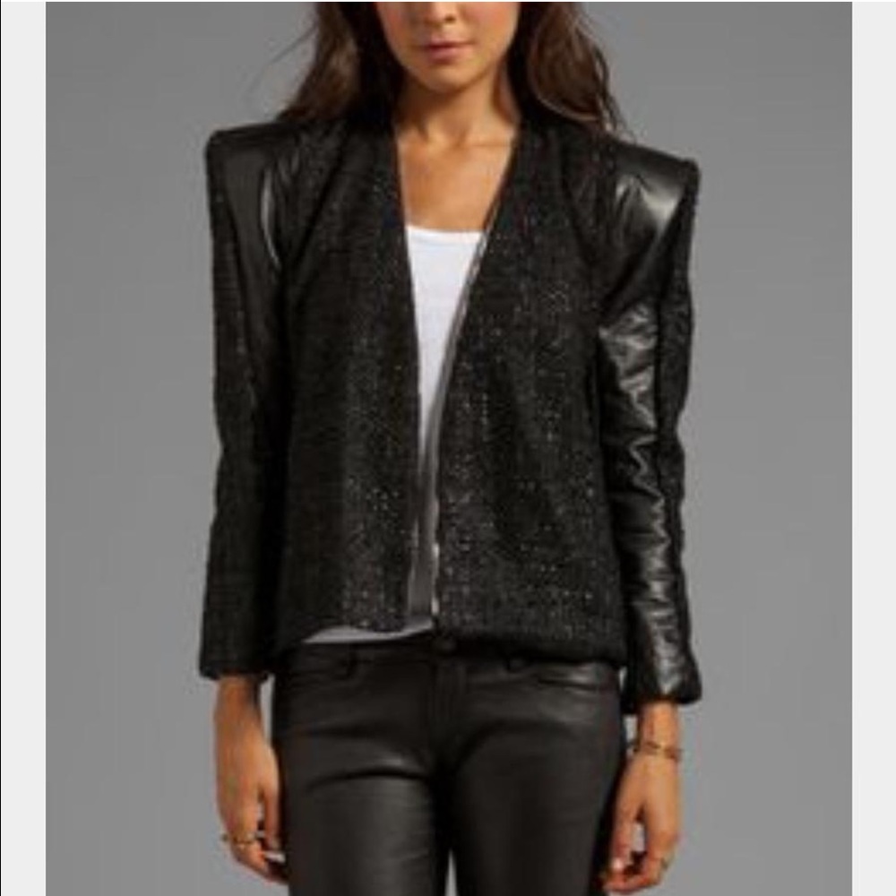 Brand new tweed and leather jacket.