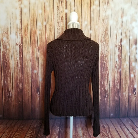 Brown Cable-Knit Button-Up Cardigan - Picture 3 of 3