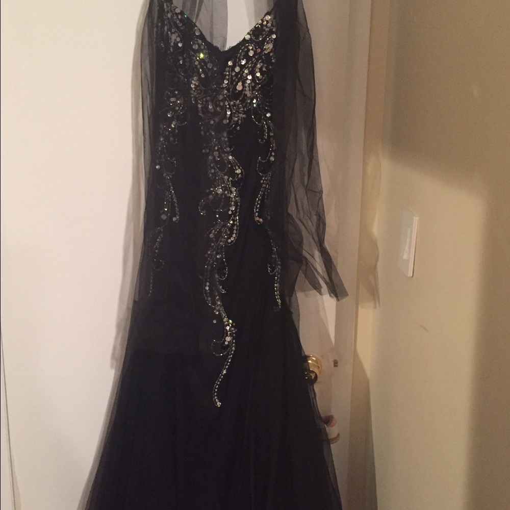 Mother of the bride blackbeaded dress size 14