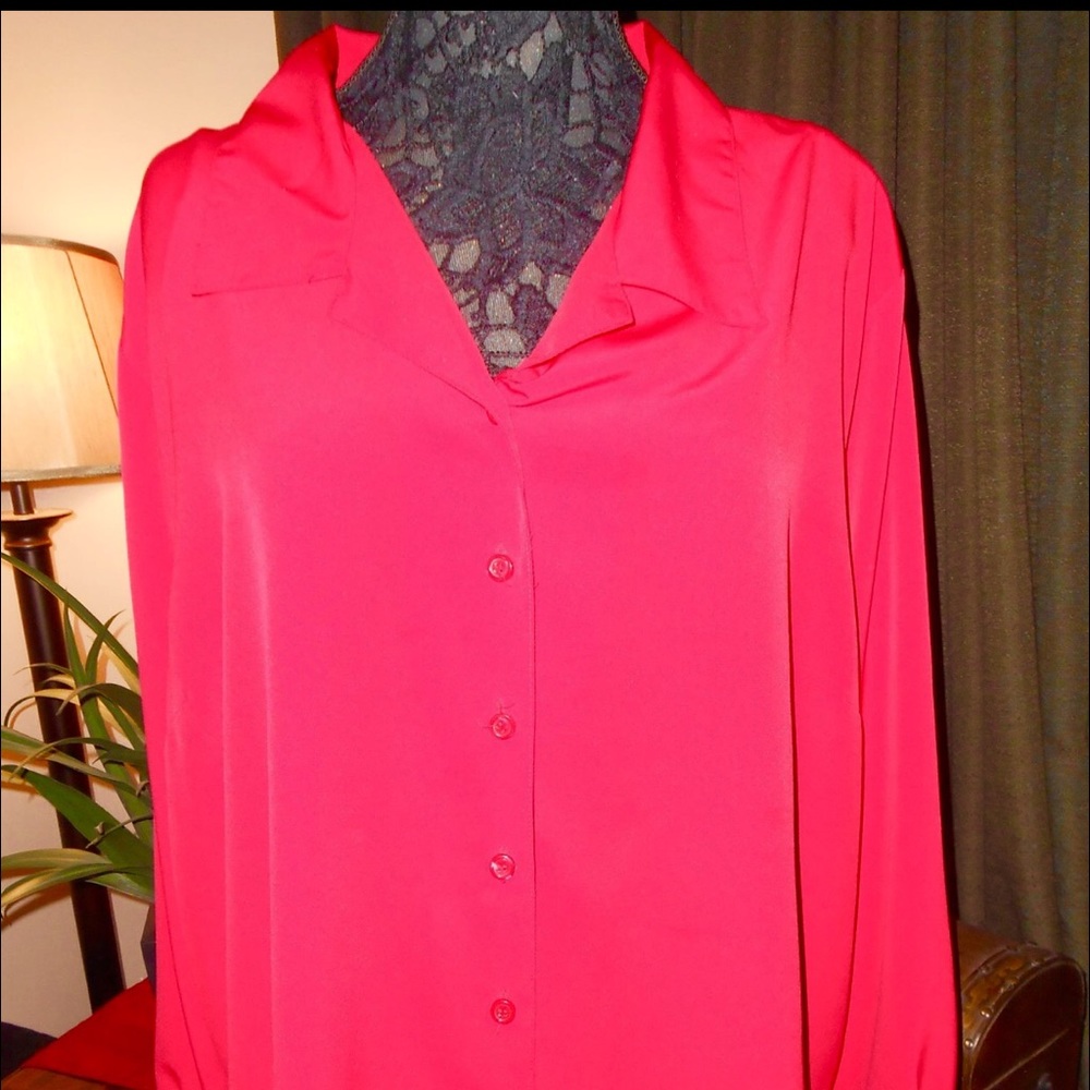 32W Dressy Red Long sleeve blouse Studio 1940