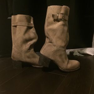 Bed Stu Taupe Suede Slouchy Mid-rise boots