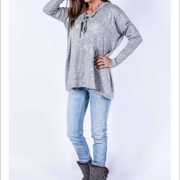 ‼️SOLD‼️Incredibly Soft Lace up Sweatshirt - Picture 4 of 4