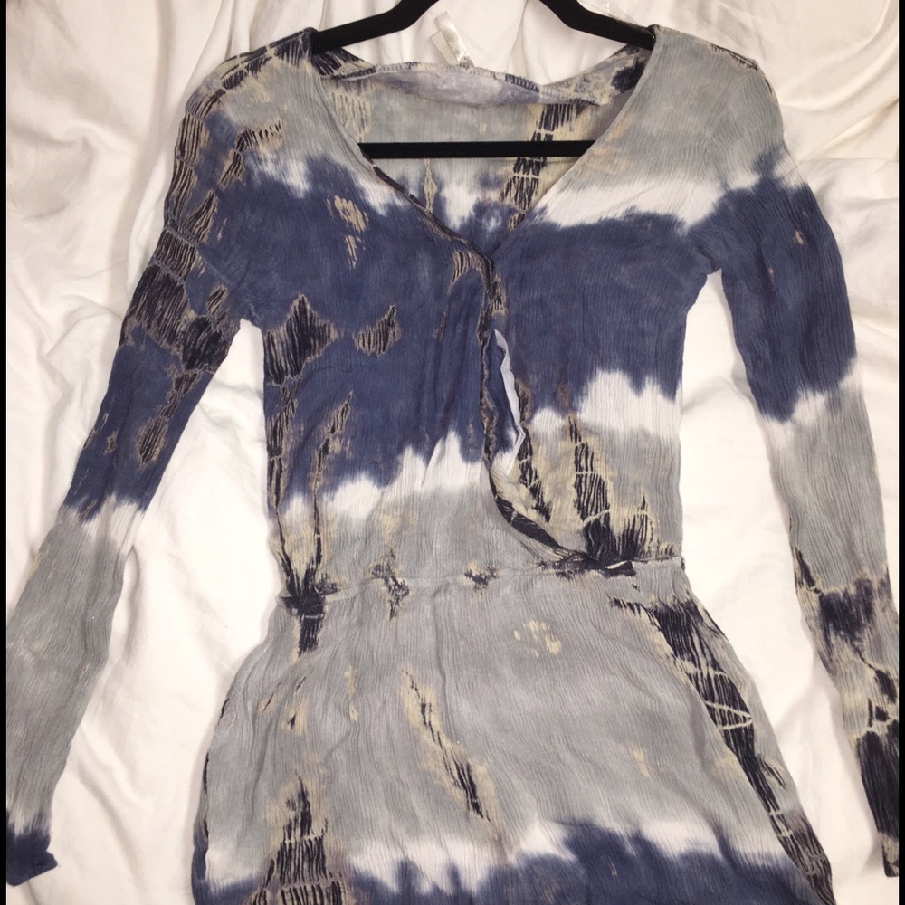Blue & Grey Tie-Dye Romper