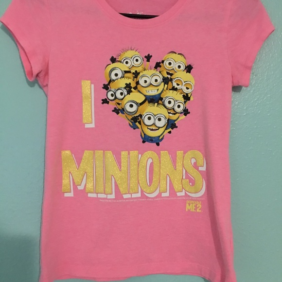 Justice Girls Pink Minions Shirt Size 10 - Picture 1 of 3